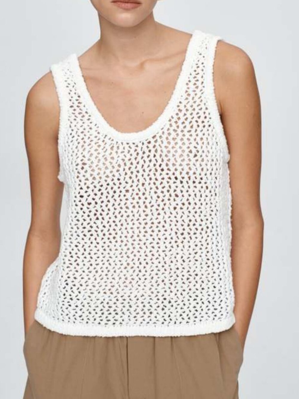massimo dutti Limited edition! v-neck crochet top - (XS)